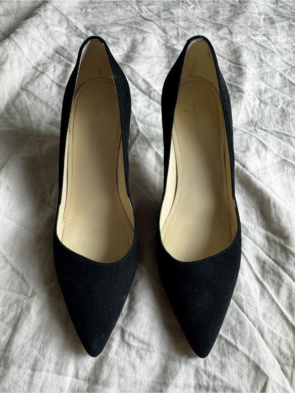 Marc Fisher Black Suede Pointed-Toe Stiletto Pumps